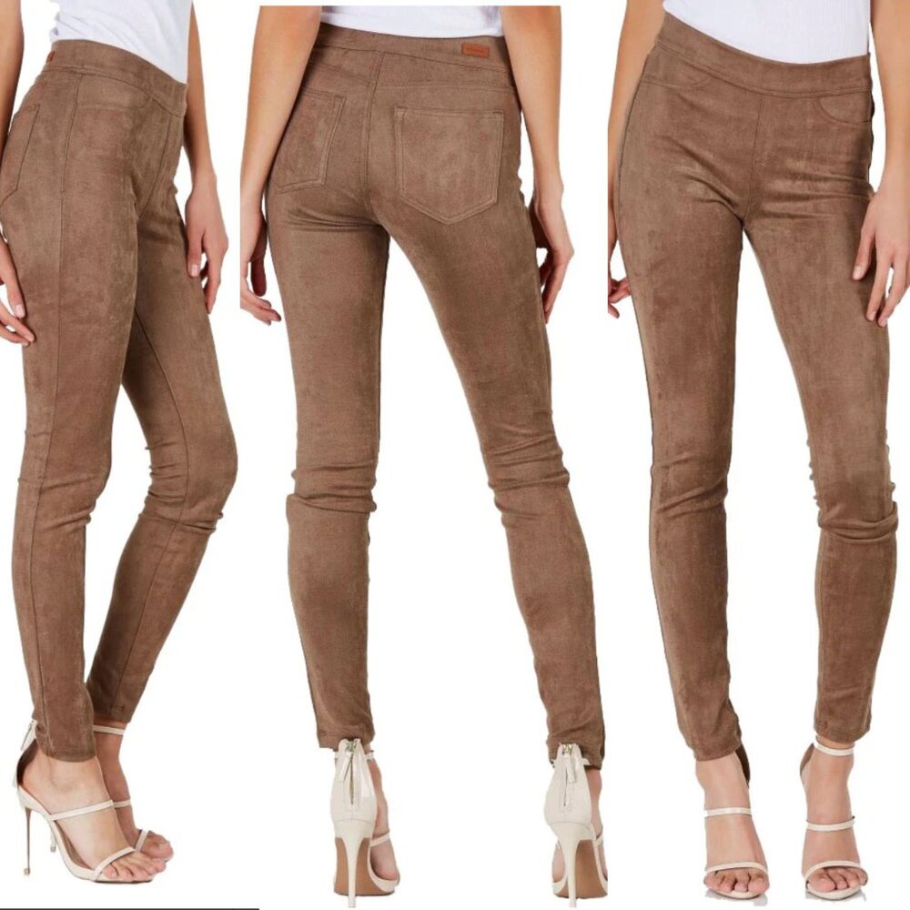 Sneak Peek Faux Suede Skinny Pants Legging Tan Size M